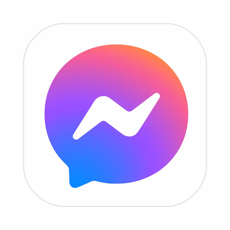 Logo messenger bulle violette et rose avec eclair blanc dedans