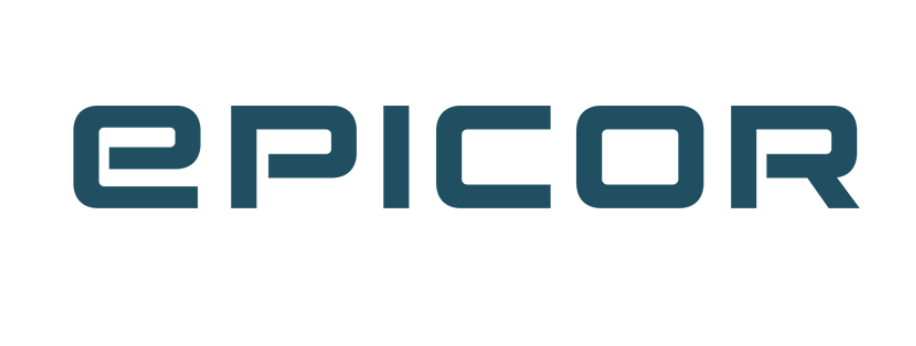 Epicor written in blue-gray on a white background