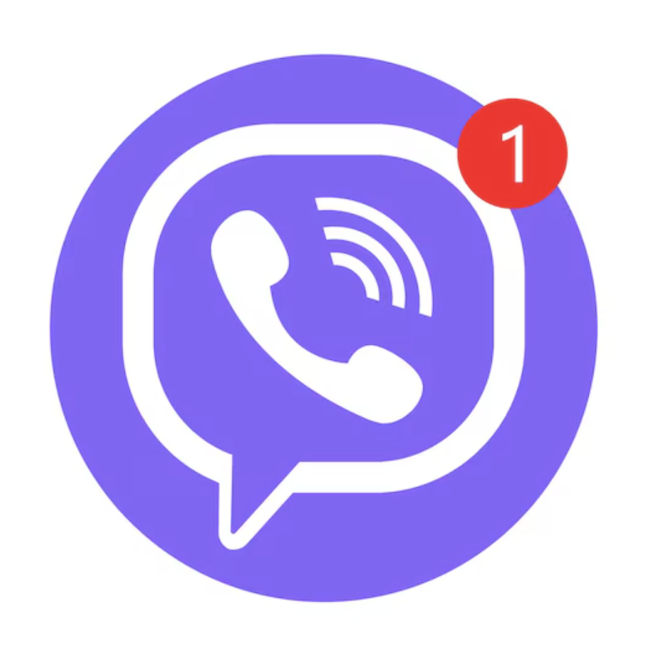 Purple and white logo with a ringing telephone
