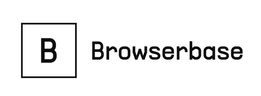 Browserbase Write in black on a white background, lengthwise, and on the left, a square with a B inside.