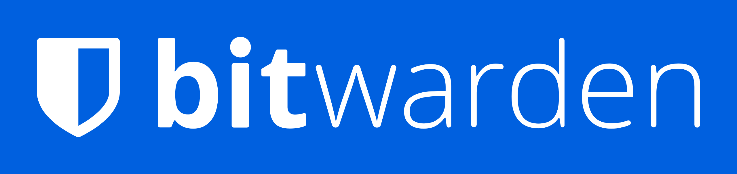 Bitwarden written in white on a blue background