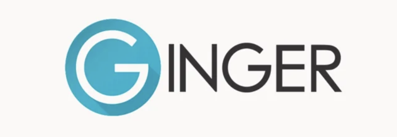 Ginger written in black except for the G in white inside a light blue circle