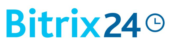 Bitrix 24 ecris en bleu clair et bleu foncé sur fond blanc
