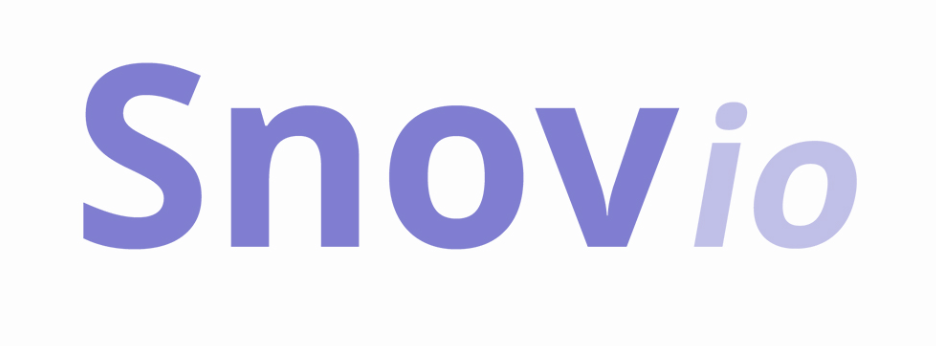 Snov.io written in purple gradient on a white background