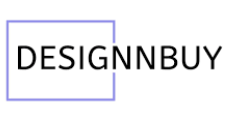  Designnbuy ecris en noir tres fi sur fond blanc et encadre en partie par un rectancle aux contours violet