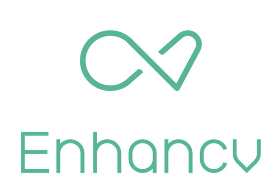 EnhanCV written in apple green on a white background