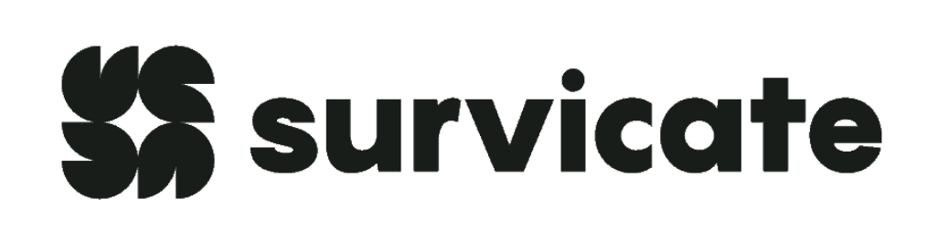 Survicate written in black on a white background