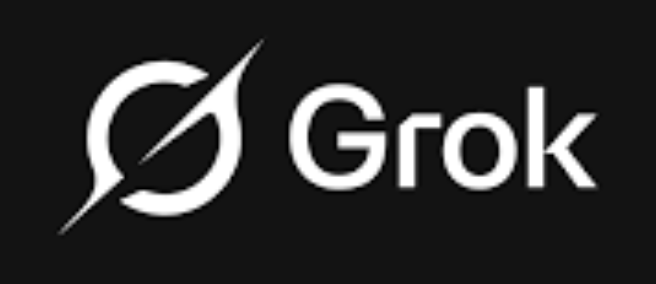 Grok logo written in white on a black background