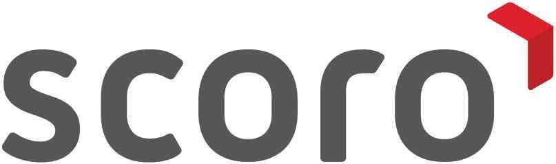 Scoro written in gray on a white background