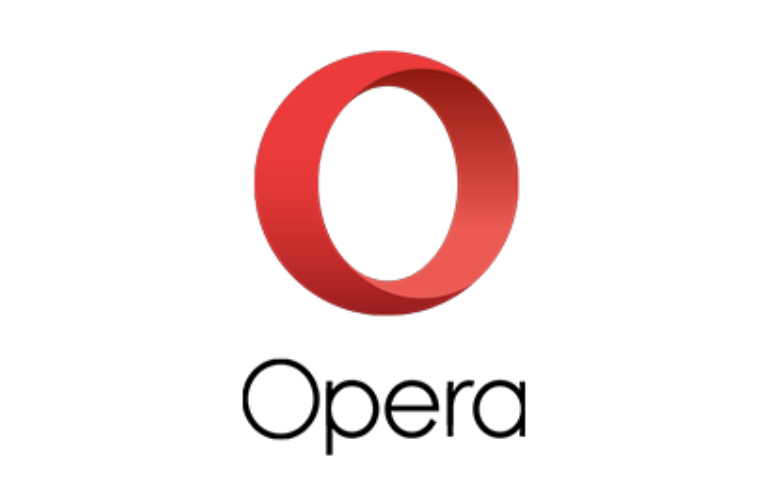 Red circle and opera written in black on a white background