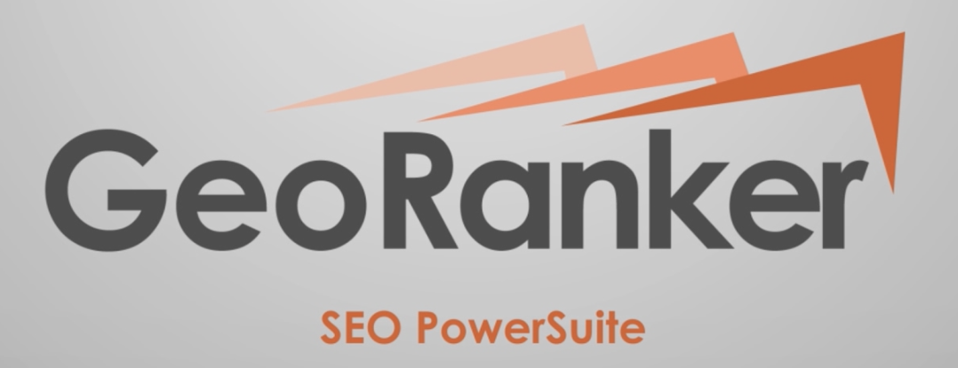 Georanker written in dark gray on a light gray background with three orange mountain-shaped logos