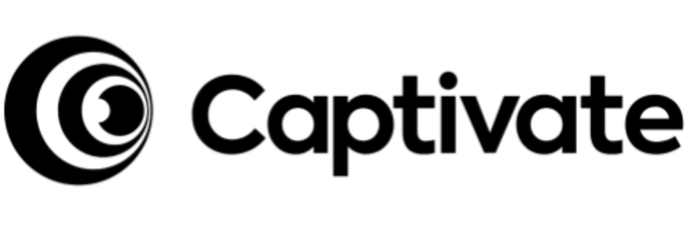 Black logo on white background