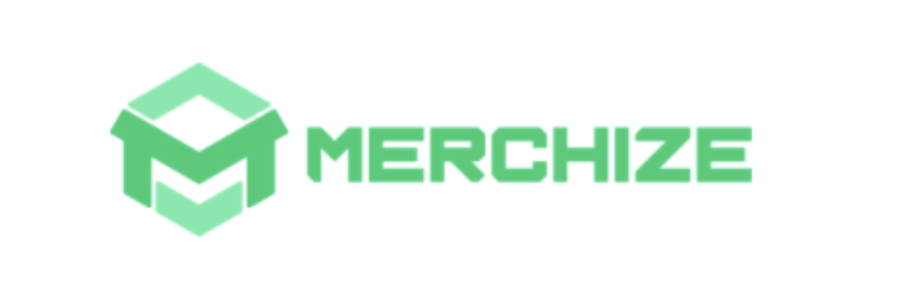 Merchize written in very light green on a white background
