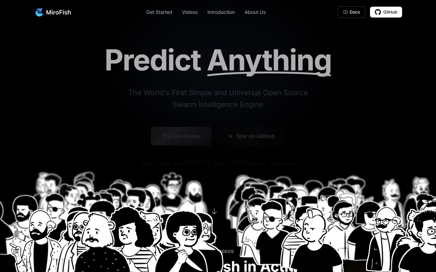 MiroFish Landing Page - Predict Anything