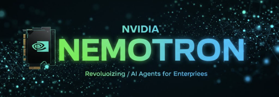 Nemotron writes in lime green and turquoise blue on a black background.