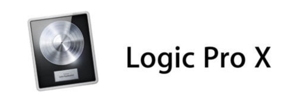 Logic Pro X written in black on a bland background with a silver disc next to it.