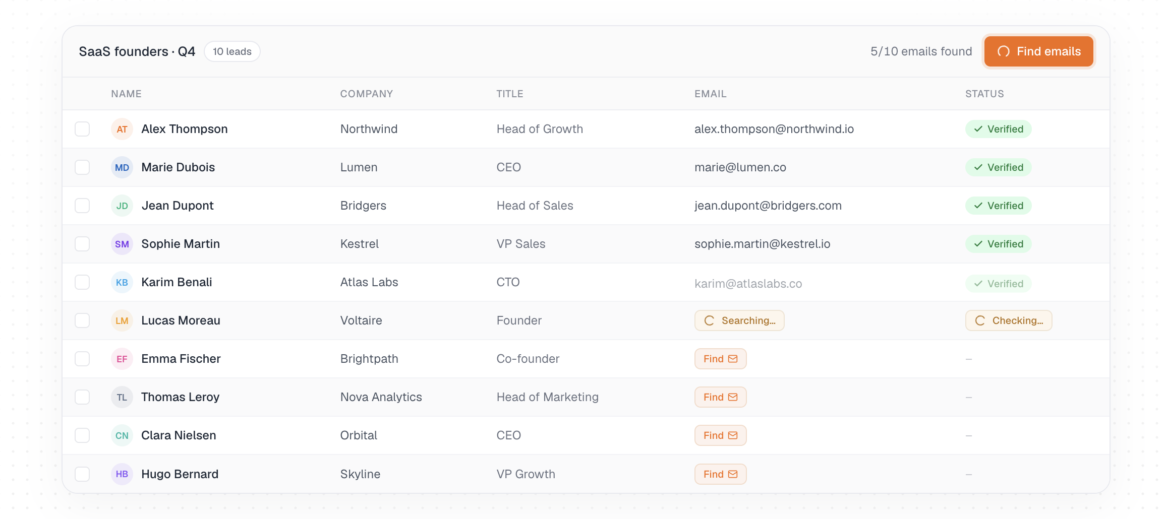 Capture D’écran Email Finder Emelia
