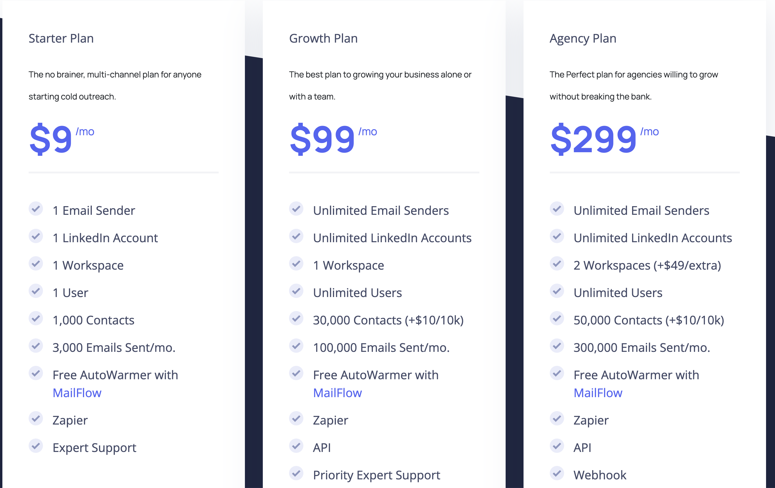 Screenshot of Quickmail pricing