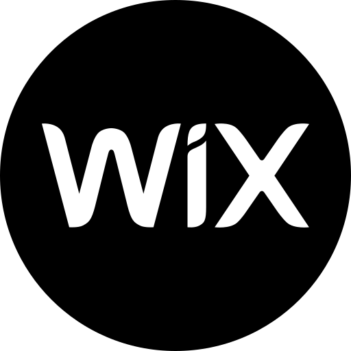 Wix logo in white inside a black circle