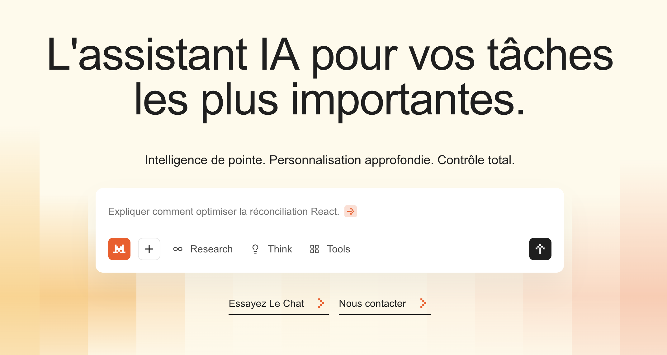 Capture d'ecran de la page d'accueil Mistral
