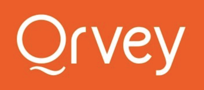 Qrvey written in white on an orange background