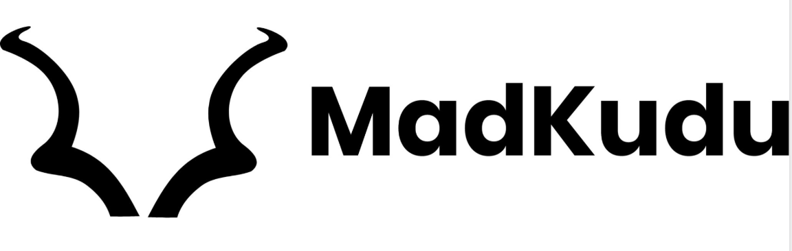 Madkudu is written in black on a white background, and horns are drawn on the left.