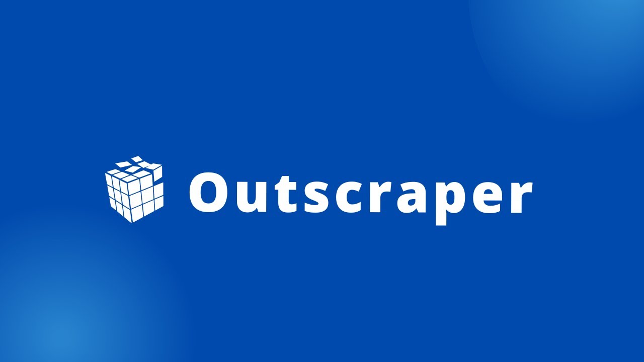 a white gift on the left side and Outscraper written in white on a navy blue background