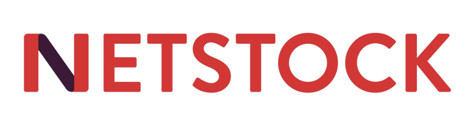 Netstock written in red on a white background