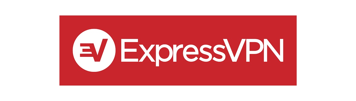 Express VPN written in white on a red background