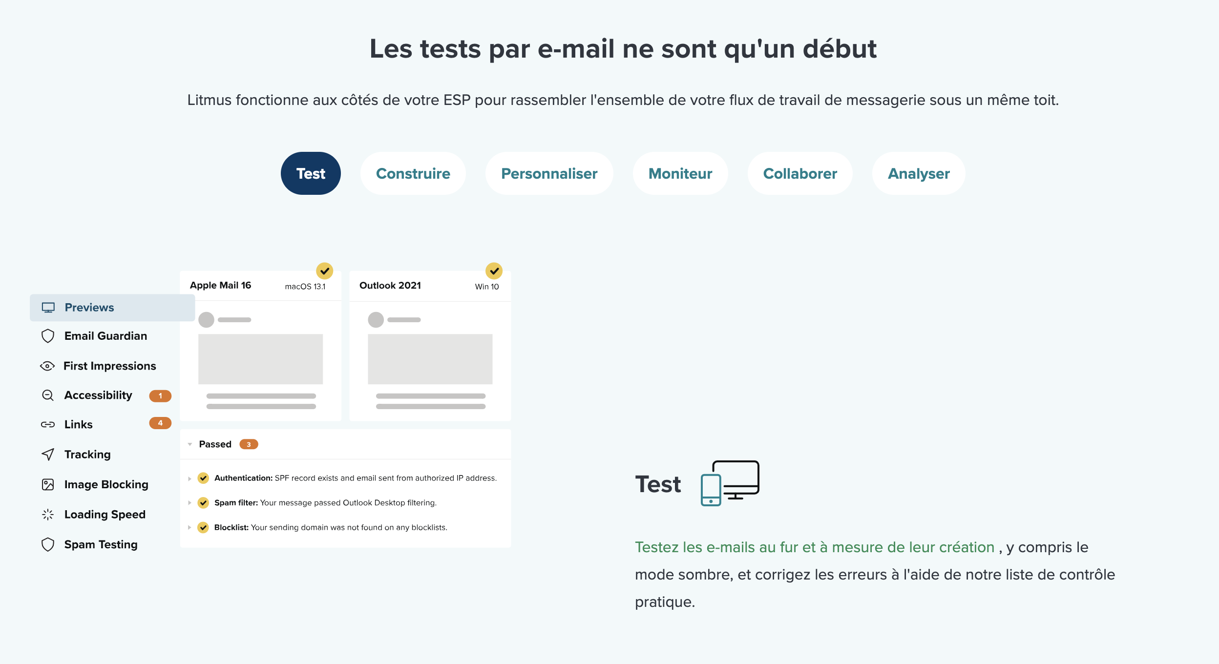 Capture d'ecran de la page d'accueil de Litmus