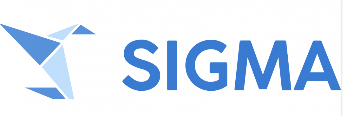 Blue bird logo and Sigma written in blue, all on a white background
