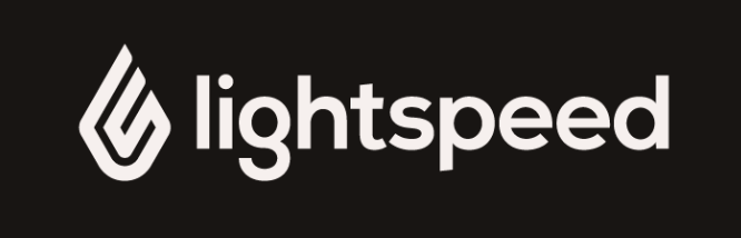Lightspeed written in white on a black background
