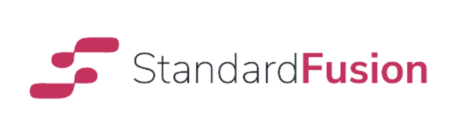 Standard written in pink and Fusion in black, all on a white background