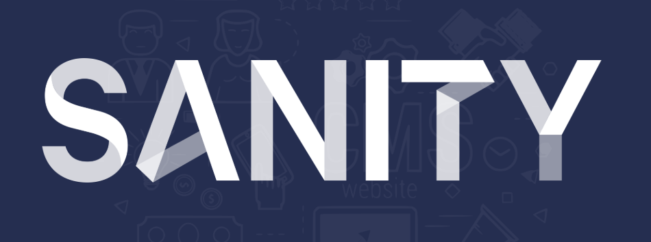 Sanity written in white gradient on a dark blue background