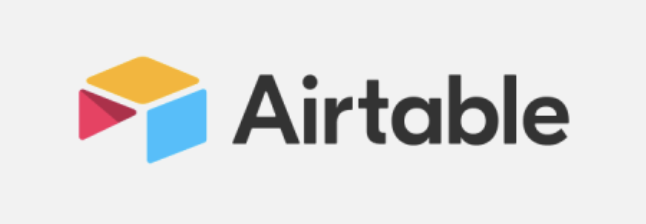 Logo representing a red, yellow, and blue table with “Airtable” written in black on a white background.