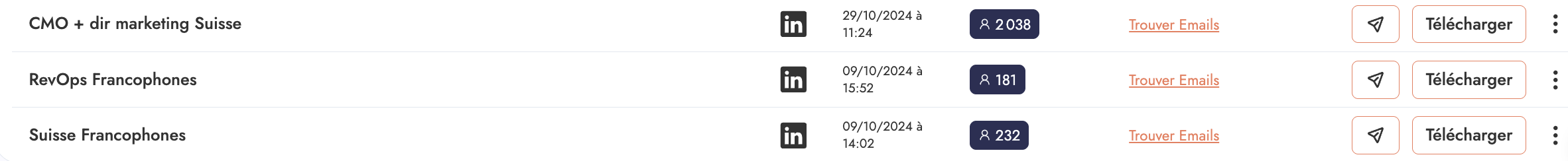 Capture d'ecran Email finder Emelia