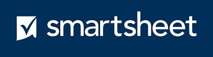 Smartsheet written in white on a navy blue background