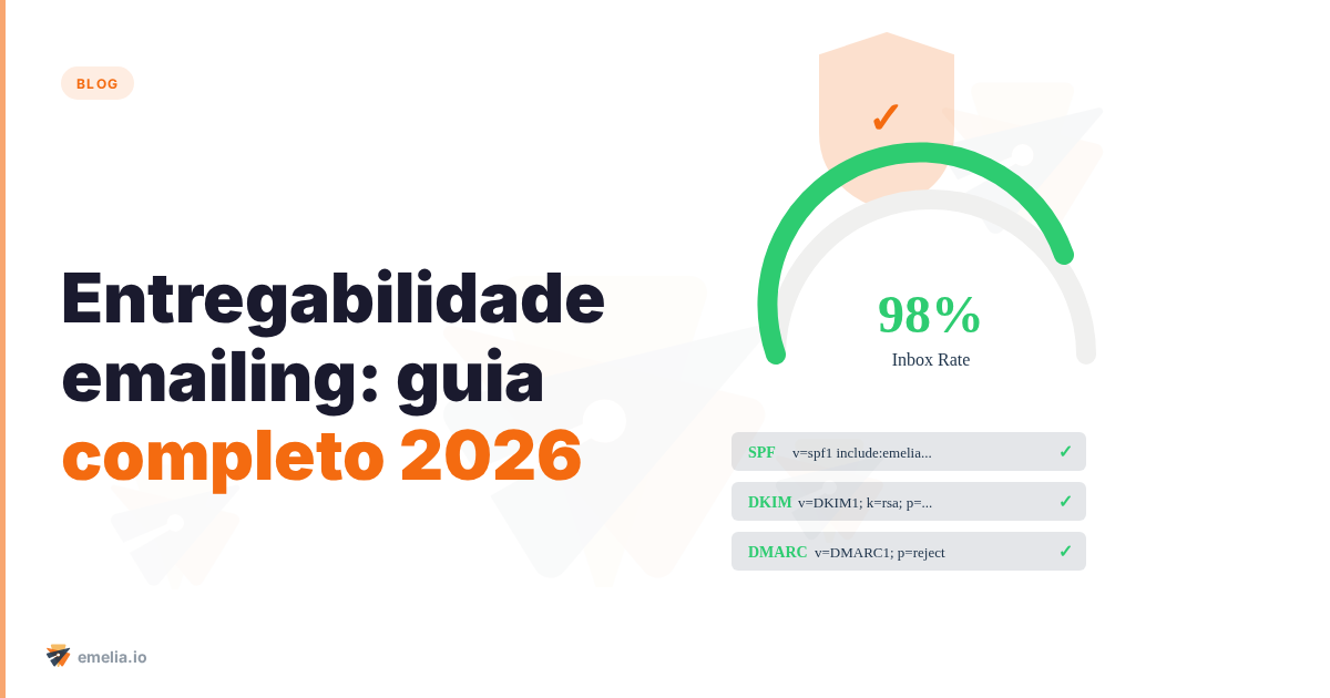 Entregabilidade emailing: guia completo 2026 (SPF DKIM DMARC)
