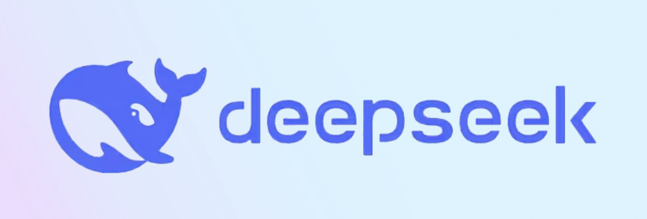 DeepSeek writes in purple on a pastel gradient background of pink, blue, and violet.