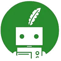 Small white robot in a green circle