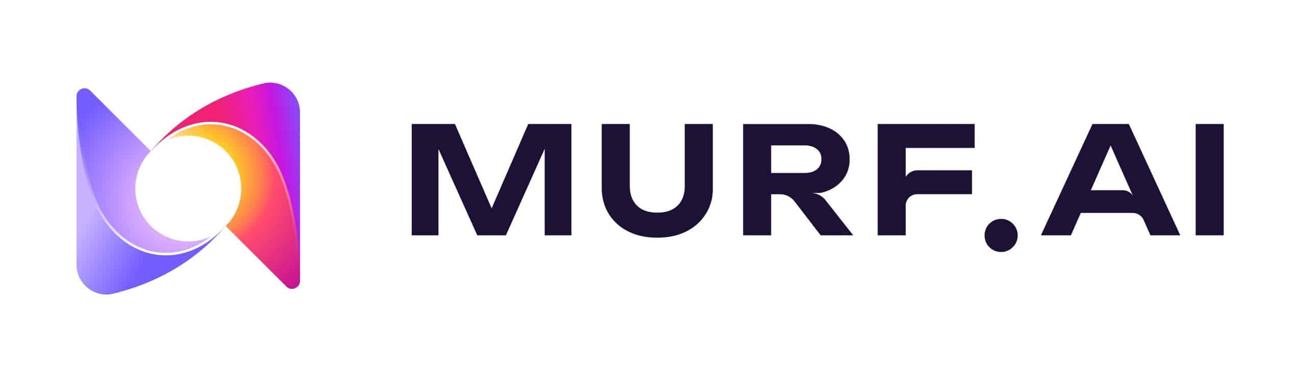 Multicolor round logo and MurfAI written in black on a white background
