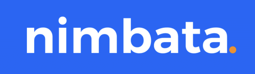Nimbata written in white on a blue background