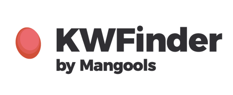 KWFinder By Mangools written in black with a round red logo on the left, all on a white background.
