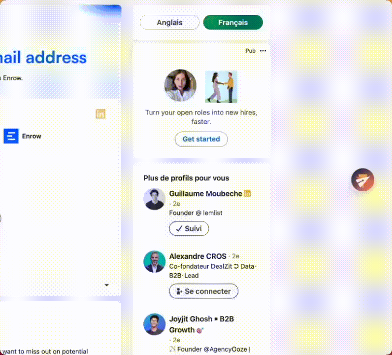 Emelia Google Chrome extension to find your prospect's business phone number and email address