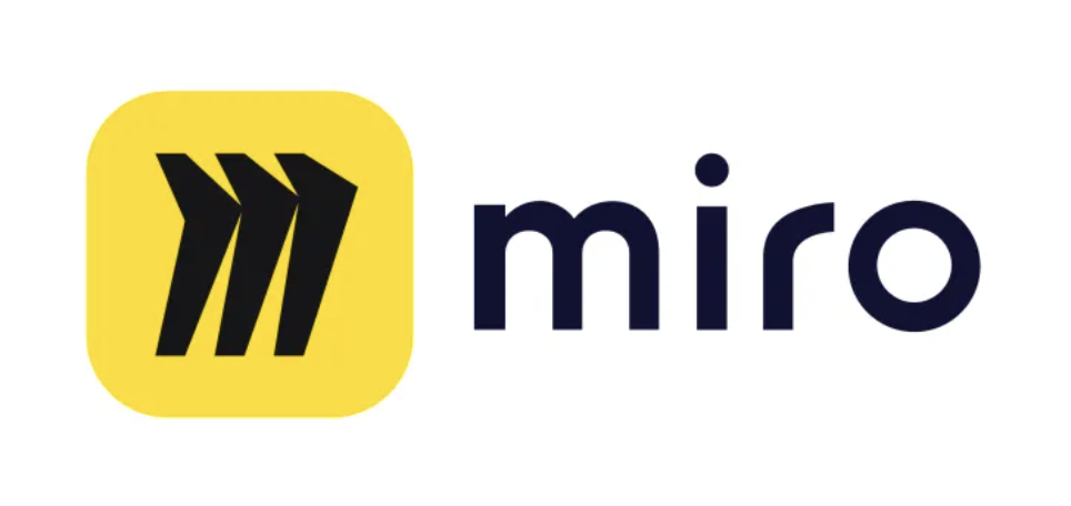 Miro written in black on a white background with a square black and yellow logo on the left