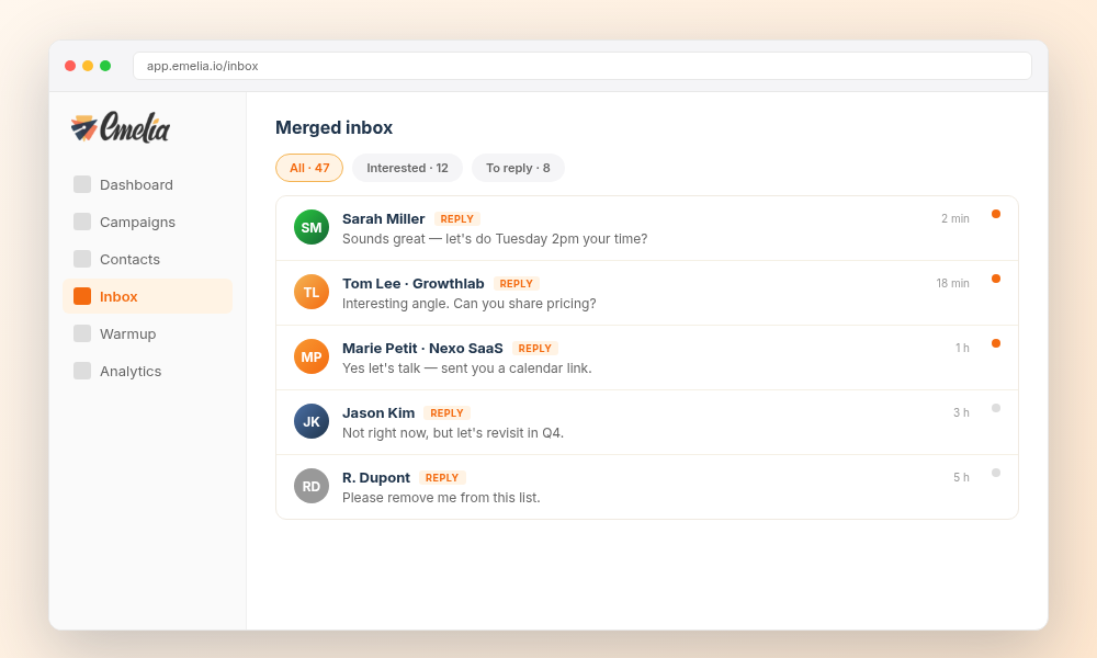 Emelia merged inbox EN