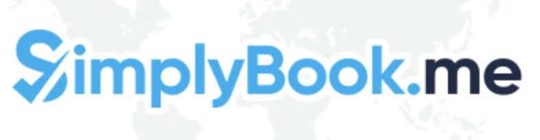 SimplyBook.me written in light blue and black on a white background