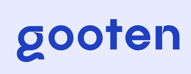 Gooten writes in dark blue on a light blue background