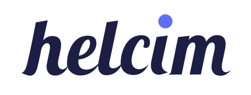 Helcim written in dark blue with a purple dot on the I
