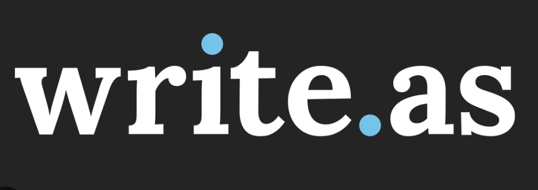 Write.as write in white on a black background